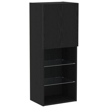 TV-kast met LED-striplichten 4 pcs Zwart eiken Bewerkt hout