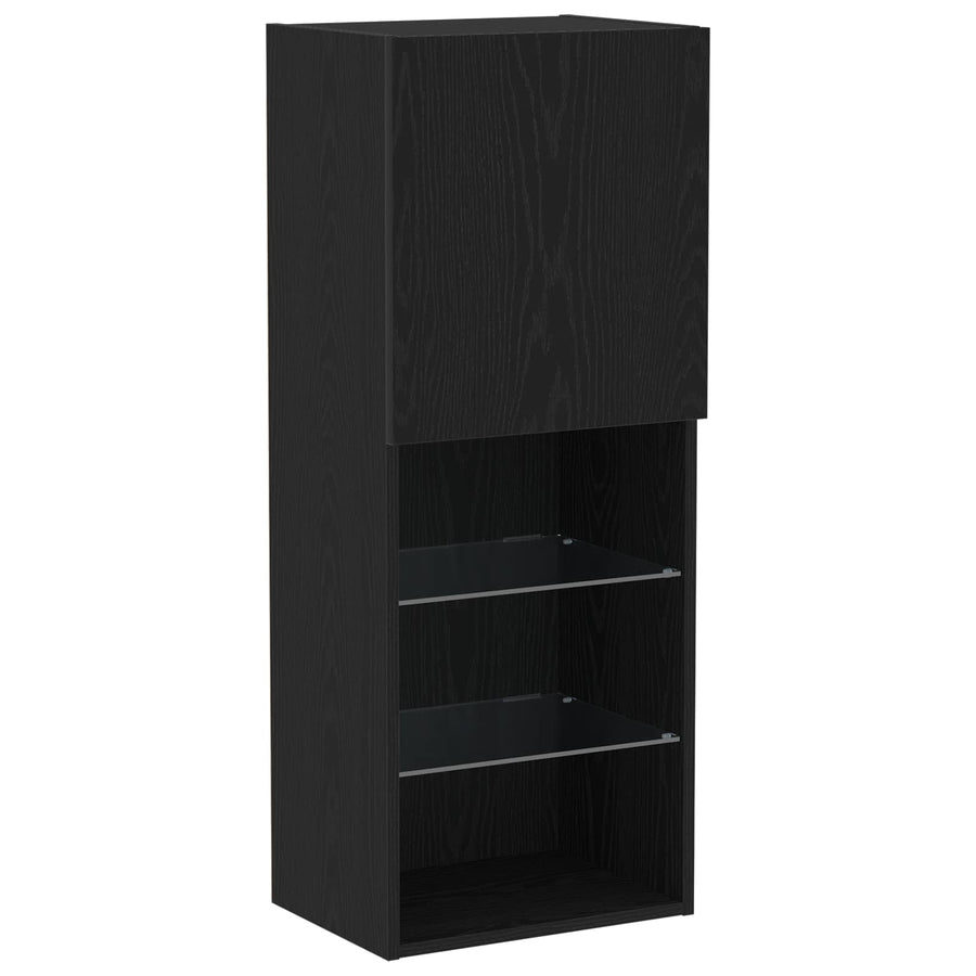 TV-kast met LED-striplichten 4 pcs Zwart eiken Bewerkt hout
