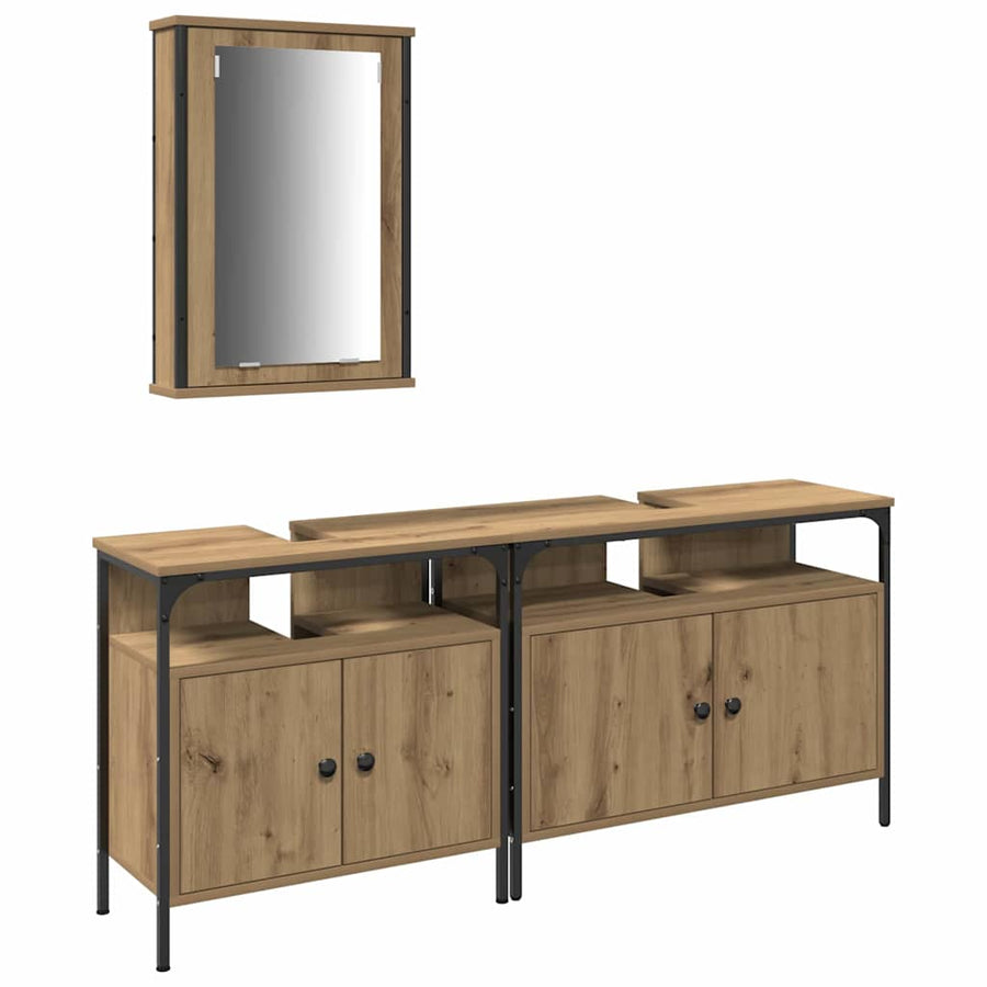 3-delige Badkamermeubel Set Artisan Eiken Engineered Wood