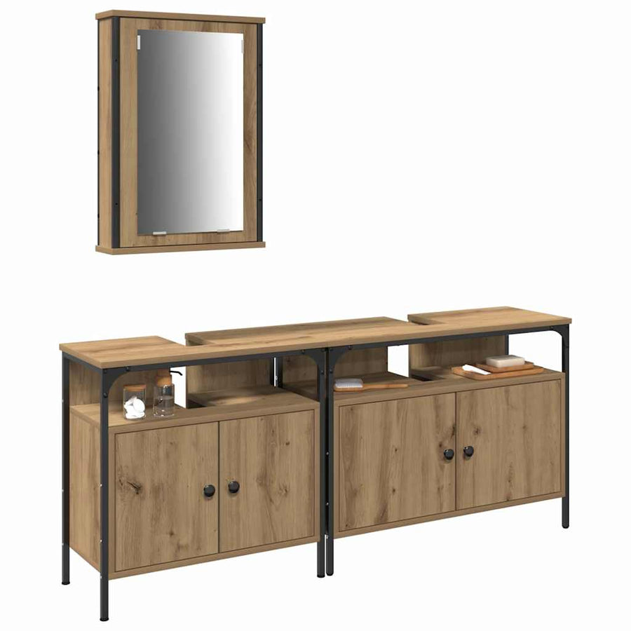 3-delige Badkamermeubel Set Artisan Eiken Engineered Wood