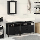 Bathroom furniture with shelf with storage 3 pcs Black Engineered wood