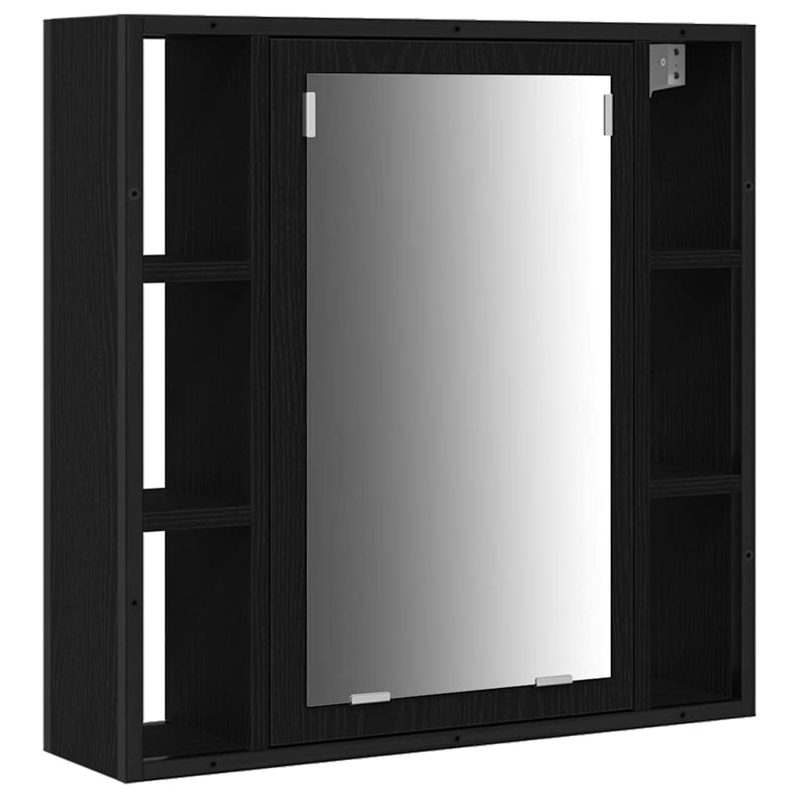 Badkamermeubelset met plank 3 pcs Zwart Eiken Bewerkt hout