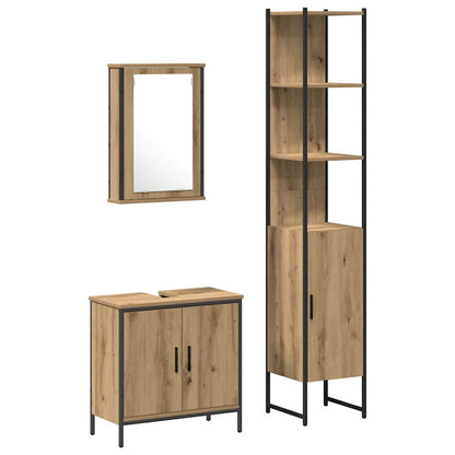 Badkamermeubelset met plank met opslag 3 pcs Bruin Bewerkt hout