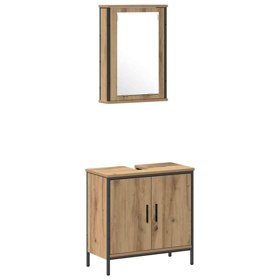Badkamermeubelset met plank met opslag 3 pcs Bruin Bewerkt hout
