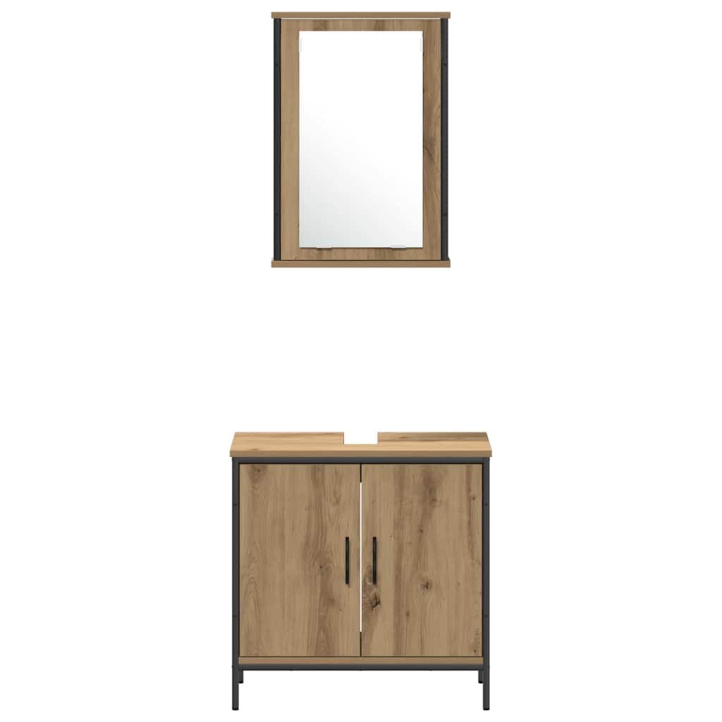 Badkamermeubelset met plank met opslag 3 pcs Bruin Bewerkt hout