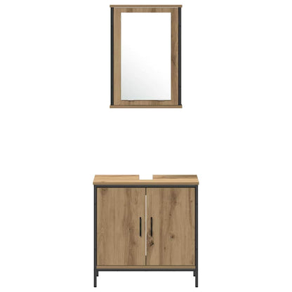 Badkamermeubelset met plank met opslag 3 pcs Bruin Bewerkt hout