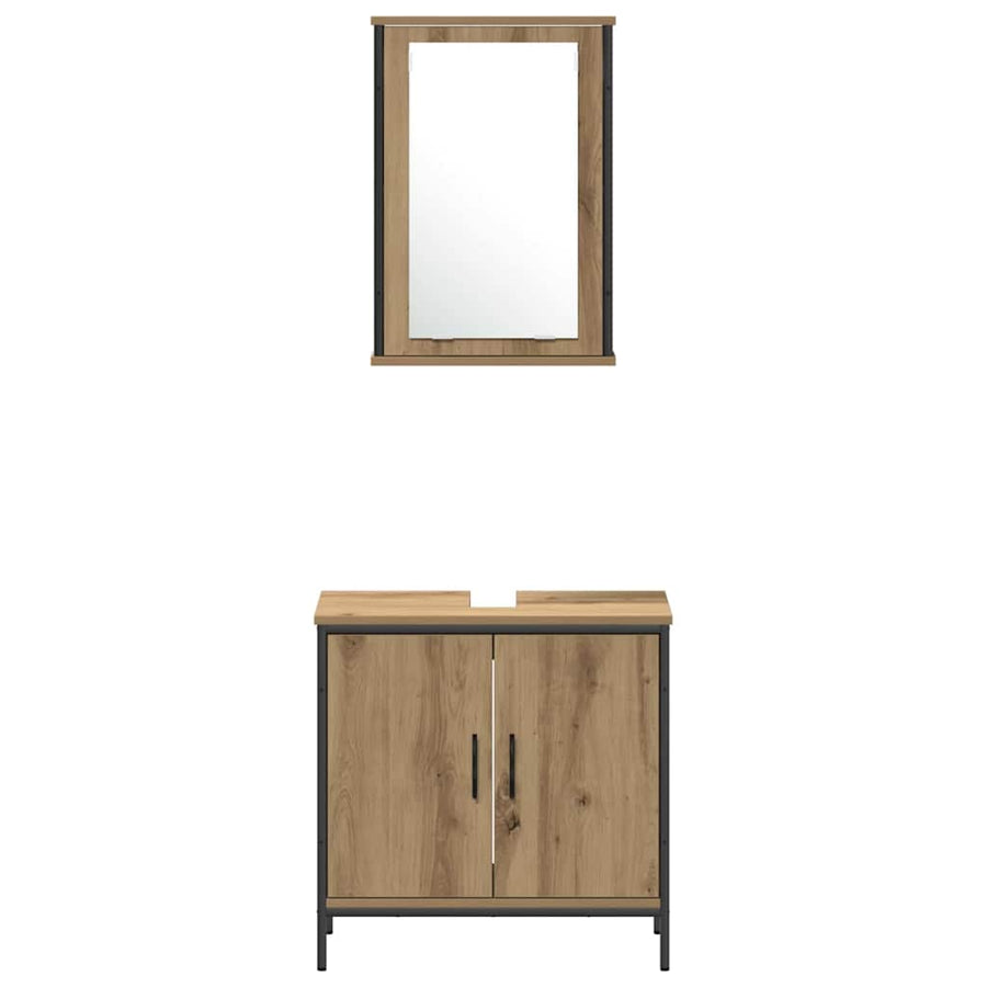 Badkamermeubelset met plank met opslag 3 pcs Bruin Bewerkt hout