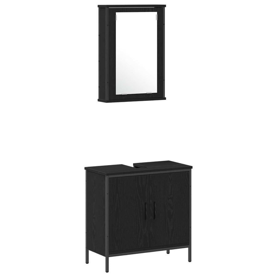 Badkamermeubelset 3 st Zwart 33 x 33 x 185,5 cm Bewerkt hout