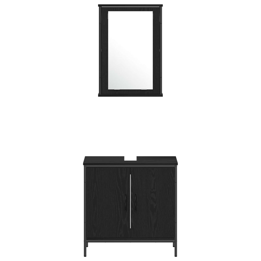 Badkamermeubelset 3 st Zwart 33 x 33 x 185,5 cm Bewerkt hout