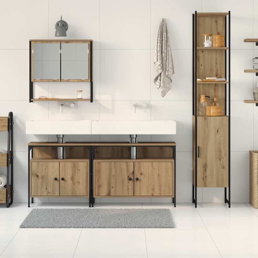 4-Delige Badkamer Meubelset in Artisan Eiken, Gelaagd Hout