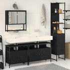 Bathroom furniture set with shelf 4 pcs Black oak Engineered wood