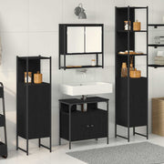 Badkamermeubelset zwart eiken 33x33x185.5 cm