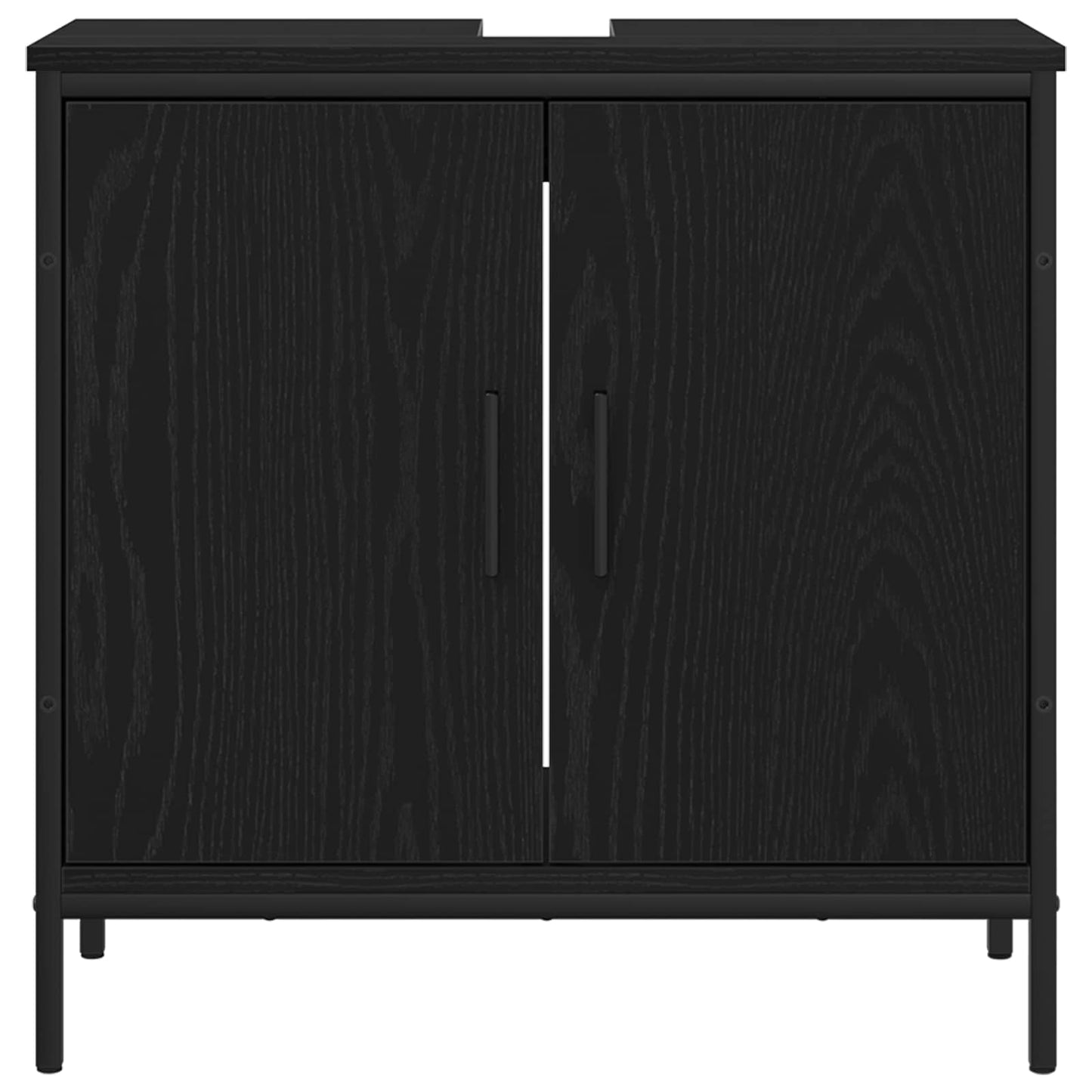Badkamermeubelset met plank met opslag 4 pcs Zwart Bewerkt hout