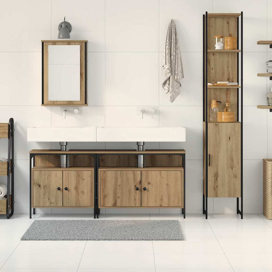 4-Delige Badkamer Meubelset in Artisan Eiken, Geengineerd Hout