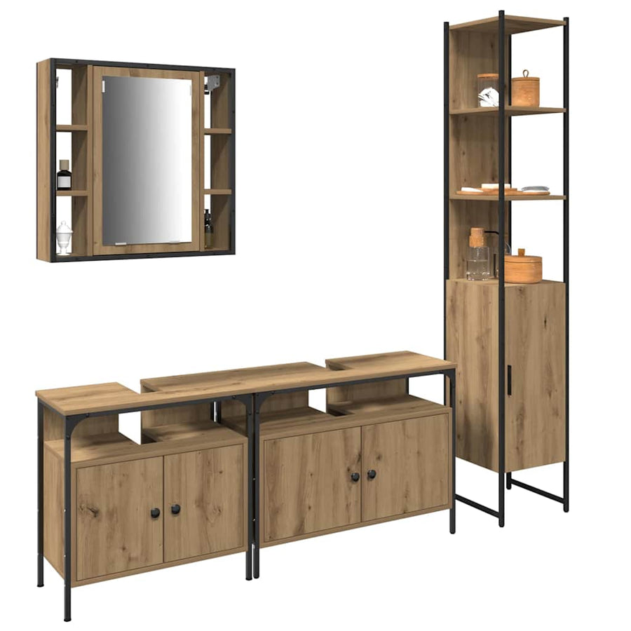 4-delige badkamermeubelset in artisan eiken