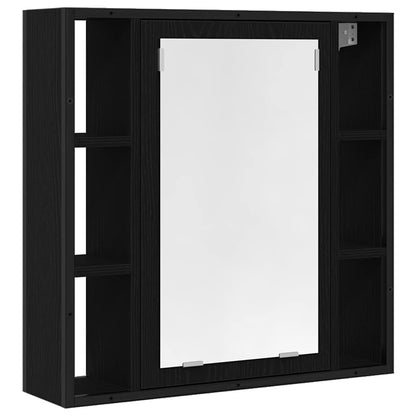 Badkamermeubelset met plank 4 pcs Zwart Eiken Bewerkt hout