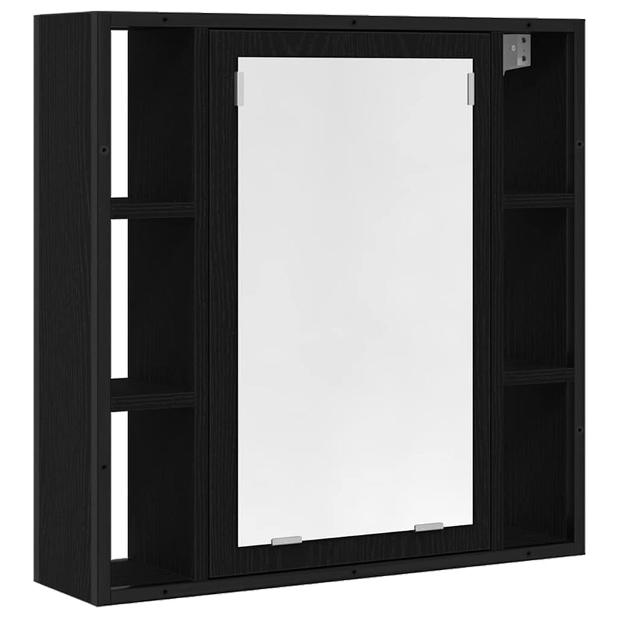 Badkamermeubelset met plank 4 pcs Zwart Eiken Bewerkt hout
