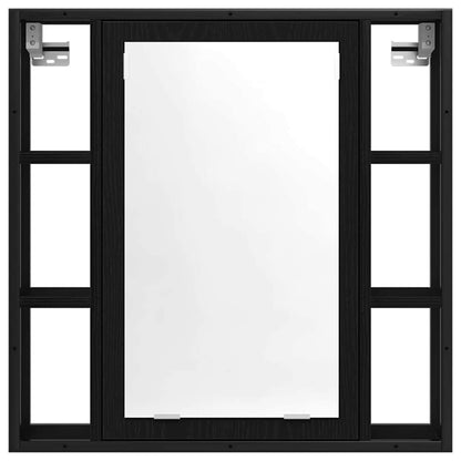 Badkamermeubelset met plank 4 pcs Zwart Eiken Bewerkt hout