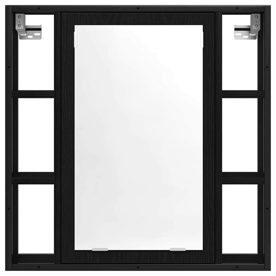 Badkamermeubelset met plank 4 pcs Zwart Eiken Bewerkt hout