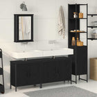Bathroom Furniture Set with Storage Shelf 4 pcs Black Engineered Wood
