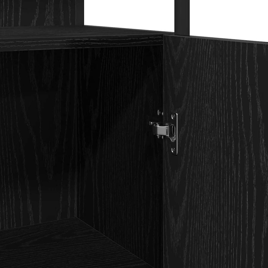 Badkamermeubelset met plank 4 pcs Zwart eiken Bewerkt hout