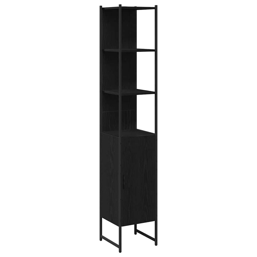 Badkamermeubelset met plank 4 pcs Zwart eiken Bewerkt hout
