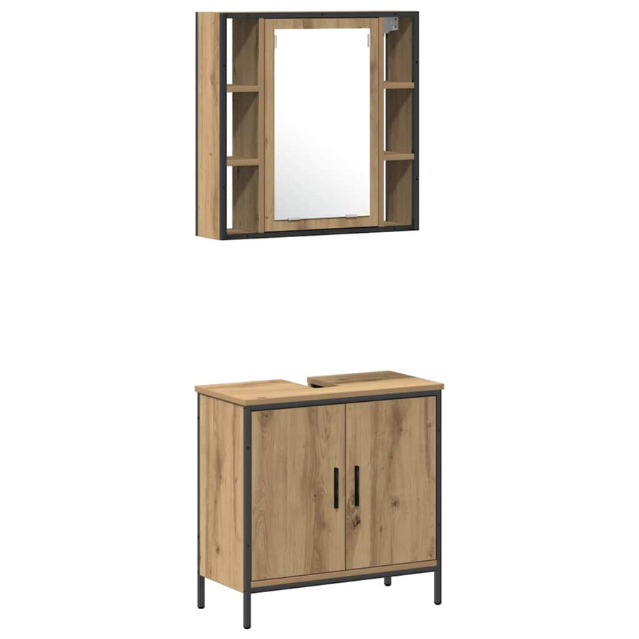 Badkamermeubelset met plank met opslag 4 pcs Bruin Bewerkt hout