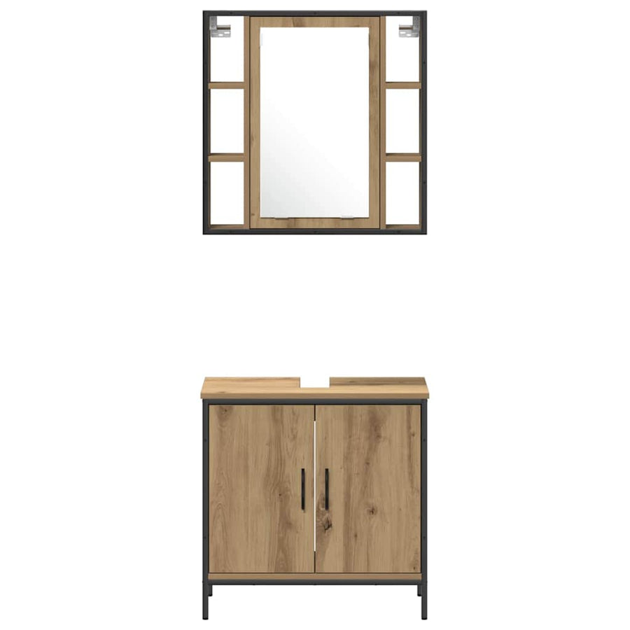 Badkamermeubelset met plank met opslag 4 pcs Bruin Bewerkt hout
