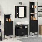 Bathroom Furniture Set with Shelf 4 pcs Black Oak Engineered Wood
