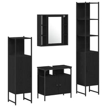 Badkamermeubelset met plank 4 pcs Zwart Eiken Bewerkt hout