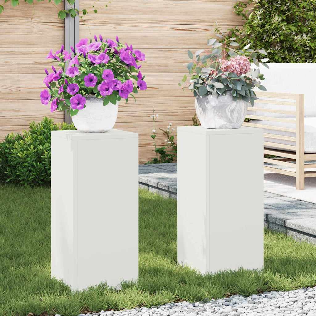 Plantenstandaard 2 st Wit 24 x 24 x 55 cm Koudgewalst staal