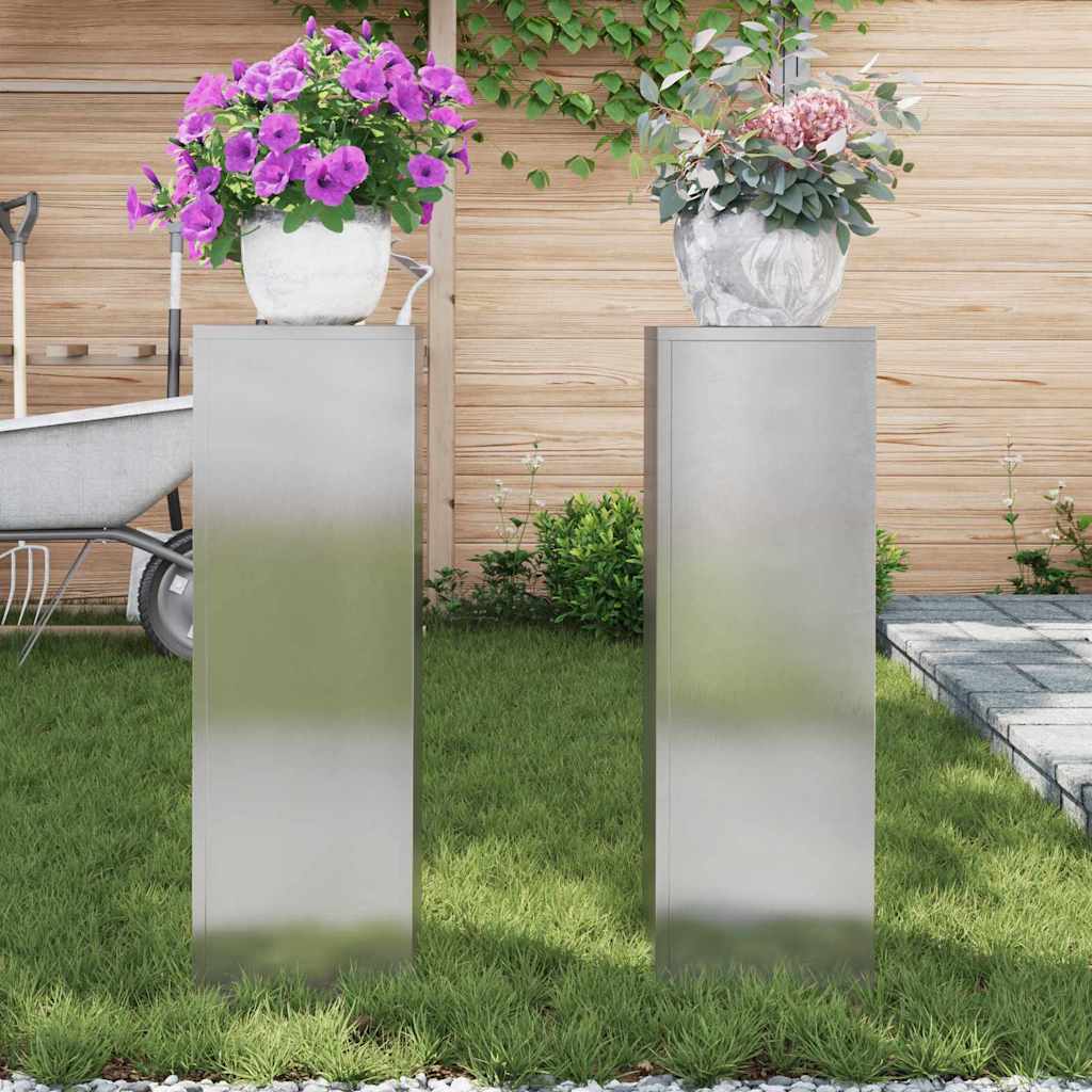 Plantenstandaard 2 pcs Zilver 24 x 24 x 75 cm Roestvrij staal