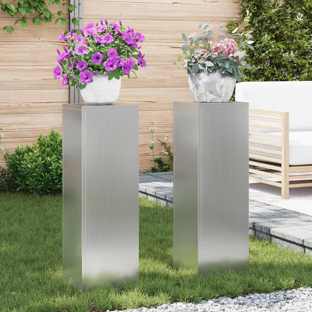 Plantenstandaard 2 st zilver 24 x 24 x 75 cm