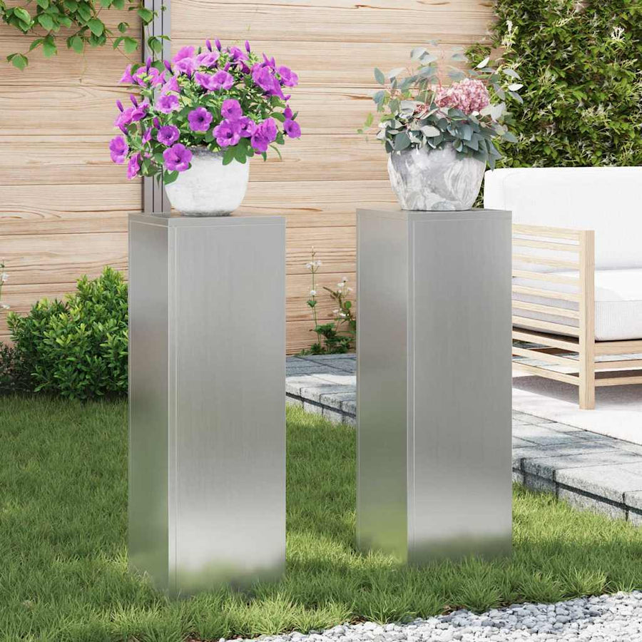 Plantenstandaard 2 st zilver 24 x 24 x 75 cm