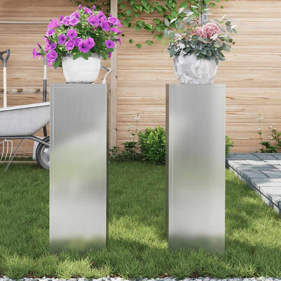 Plantenstandaard 2 st zilver 24 x 24 x 75 cm