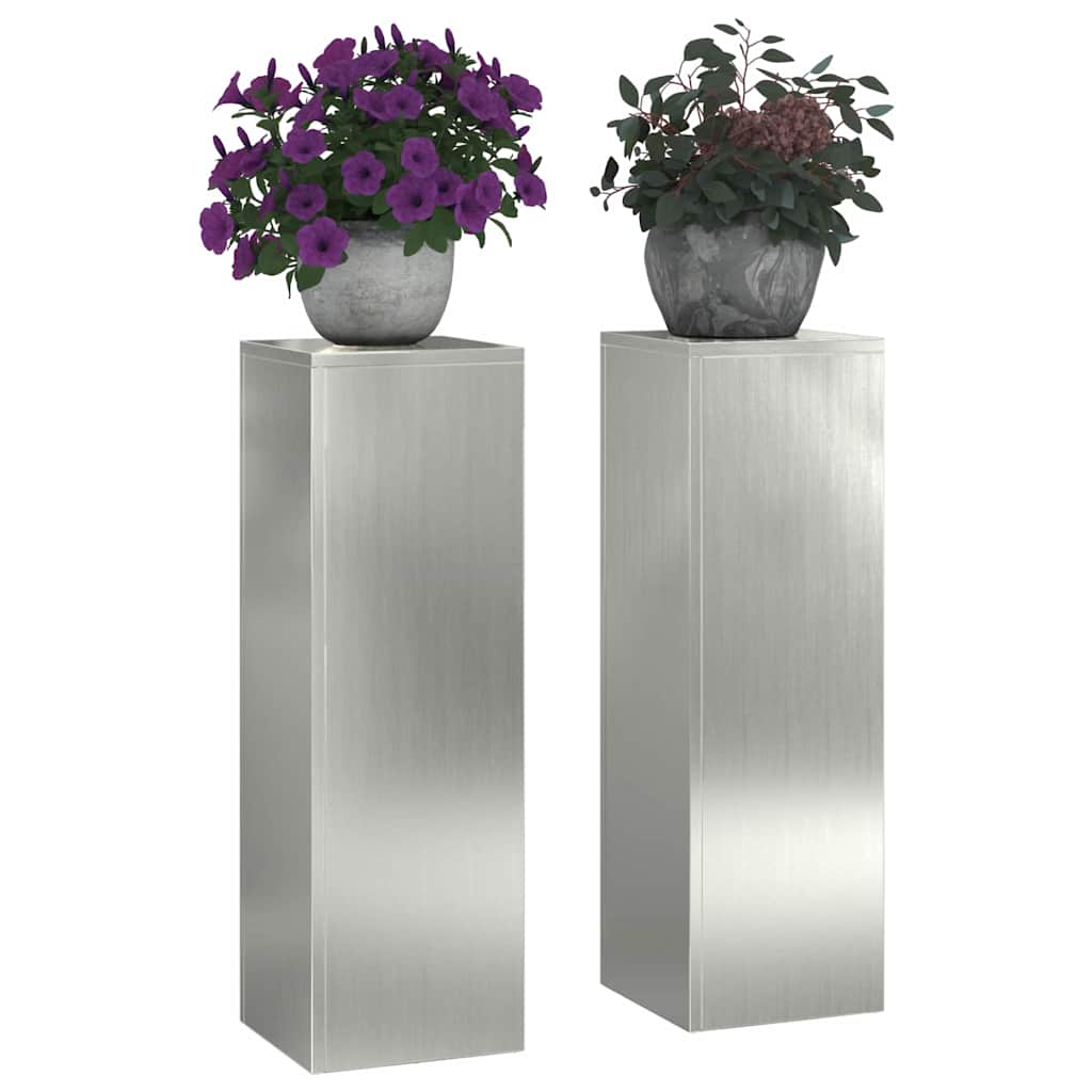 Plantenstandaard 2 st zilver 24 x 24 x 75 cm