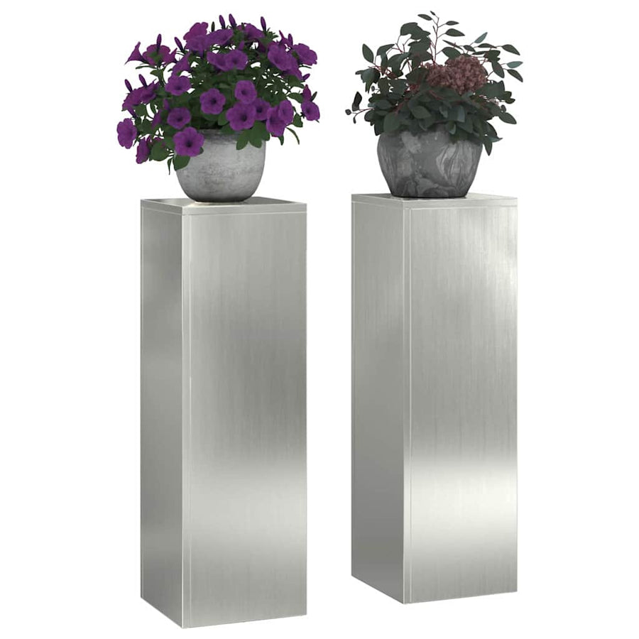 Plantenstandaard 2 st zilver 24 x 24 x 75 cm