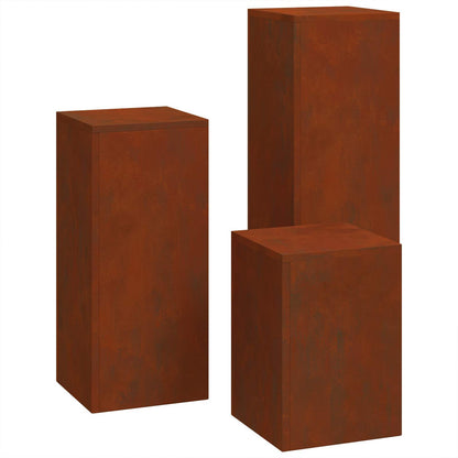 Plantenstandaard 3 pcs Roestig Cortenstaal