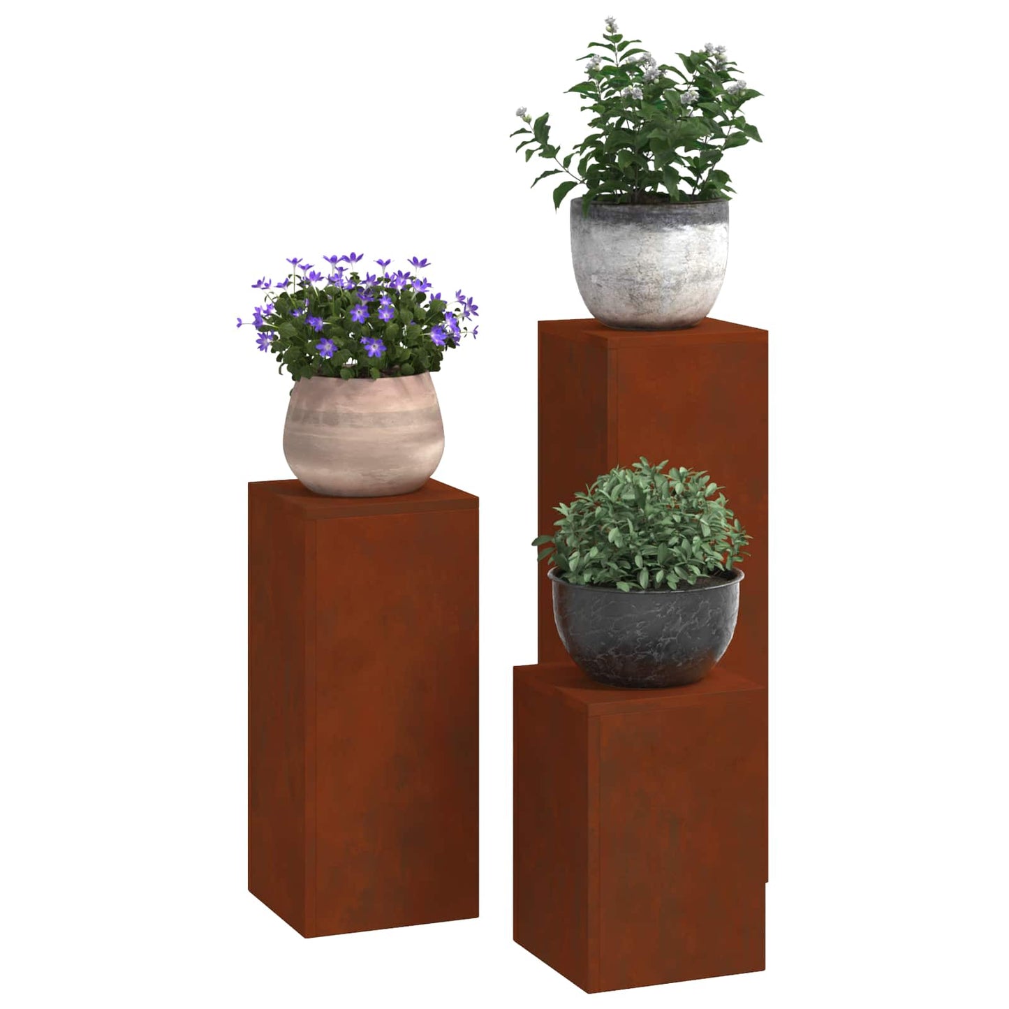 Plantenstandaard 3 pcs Roestig Cortenstaal