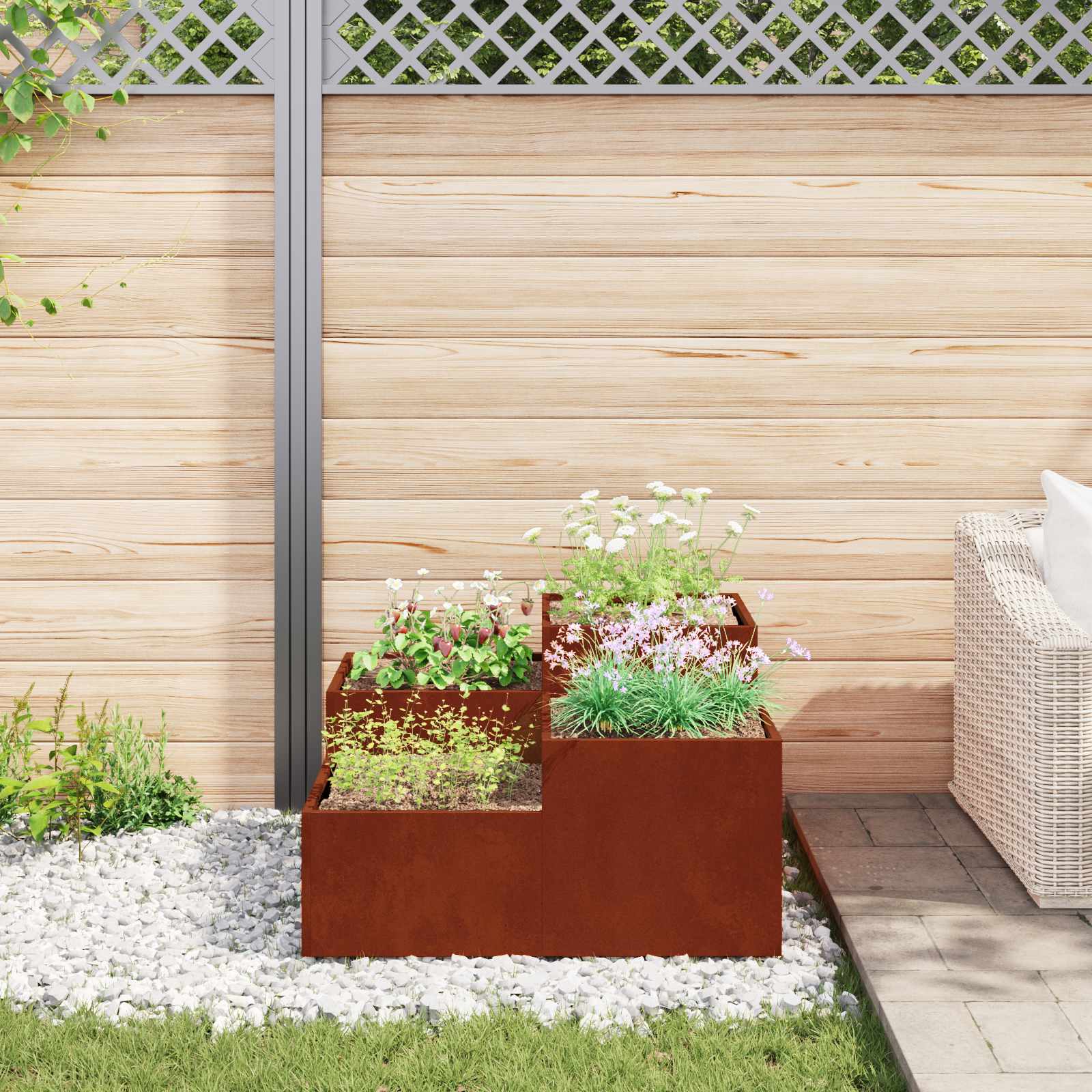 Plantenbak Roestig 100 x 100 x 48 cm weervast staal