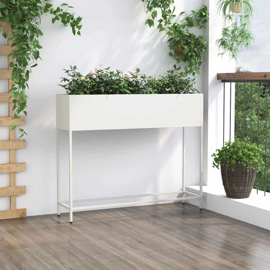 Verhoogde Tuin Plantbak Wit 100 x 26 x 82 cm Staal