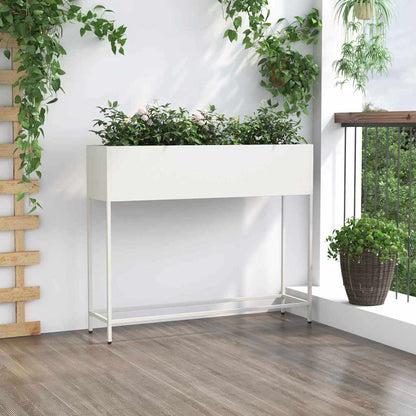 Verhoogde Tuin Plantbak Wit 100 x 26 x 82 cm Staal
