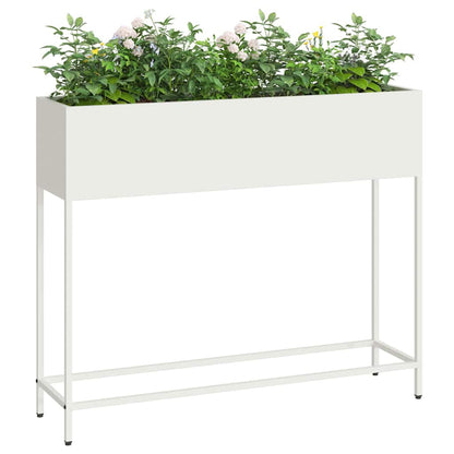 Verhoogde Tuin Plantbak Wit 100 x 26 x 82 cm Staal