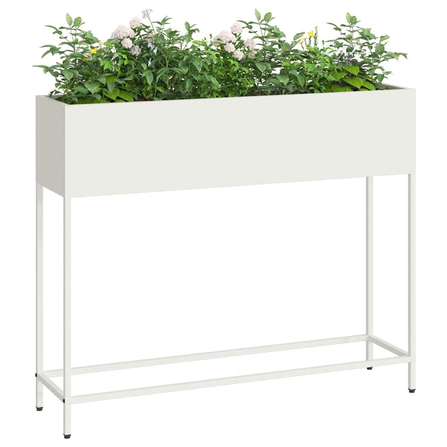 Verhoogde Tuin Plantbak Wit 100 x 26 x 82 cm Staal