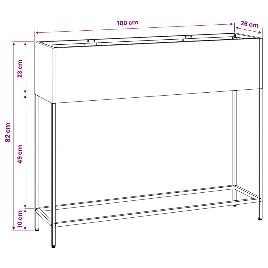 Verhoogde Tuin Plantbak Wit 100 x 26 x 82 cm Staal