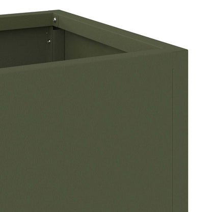 Verhoogde Tuin Plantbak Olijfgroen 100 x 26 x 82 cm Staal