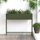 Verhoogde plantenbak olijfgroen 100x26x82 cm staal