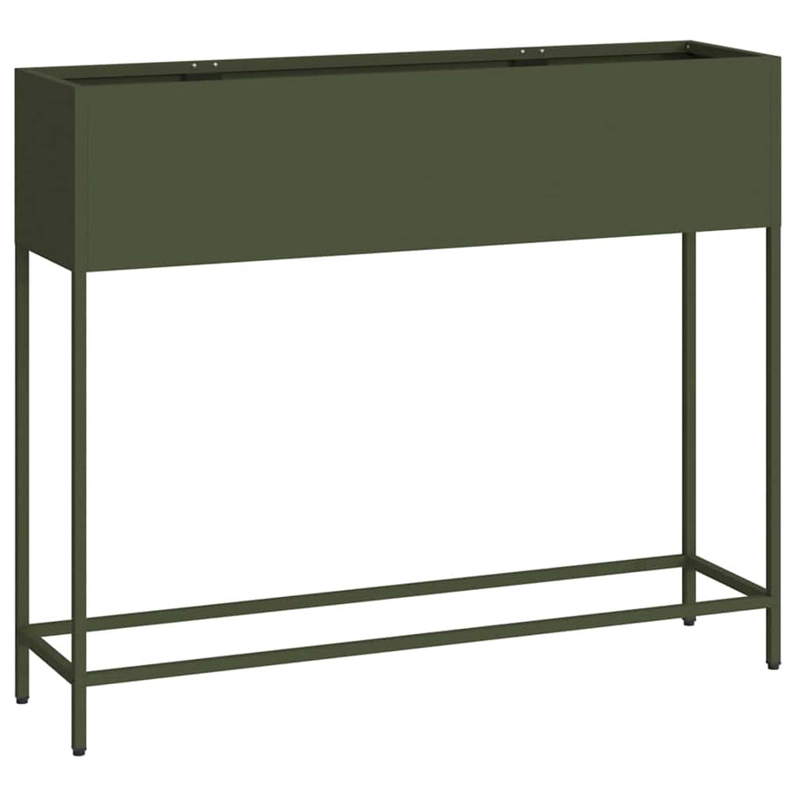 Verhoogde Tuin Plantbak Olijfgroen 100 x 26 x 82 cm Staal