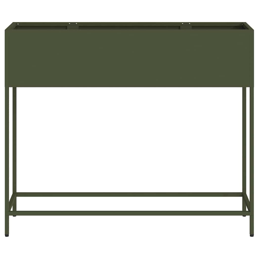 Verhoogde Tuin Plantbak Olijfgroen 100 x 26 x 82 cm Staal