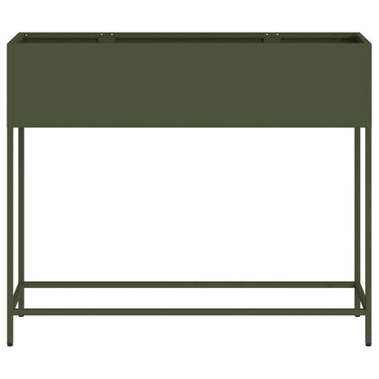 Verhoogde Tuin Plantbak Olijfgroen 100 x 26 x 82 cm Staal